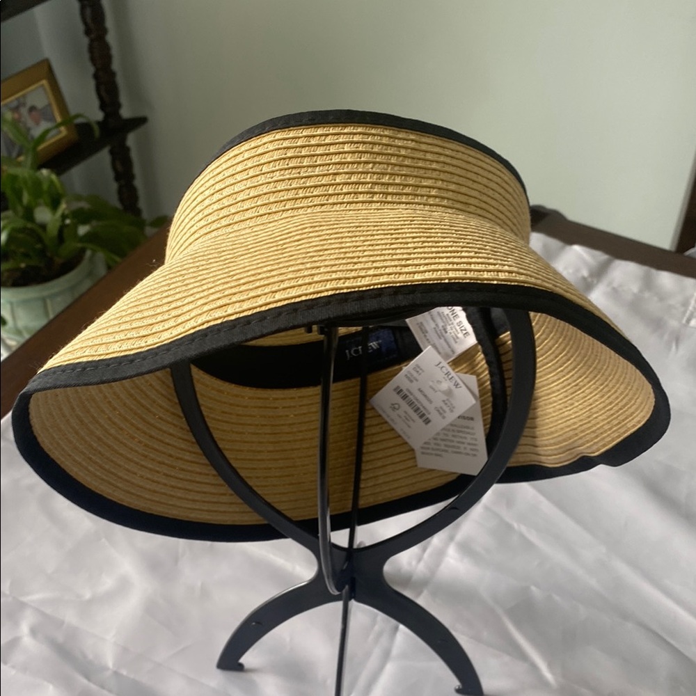 J. Crew New With Tags Tan and Black Straw Sun Hat